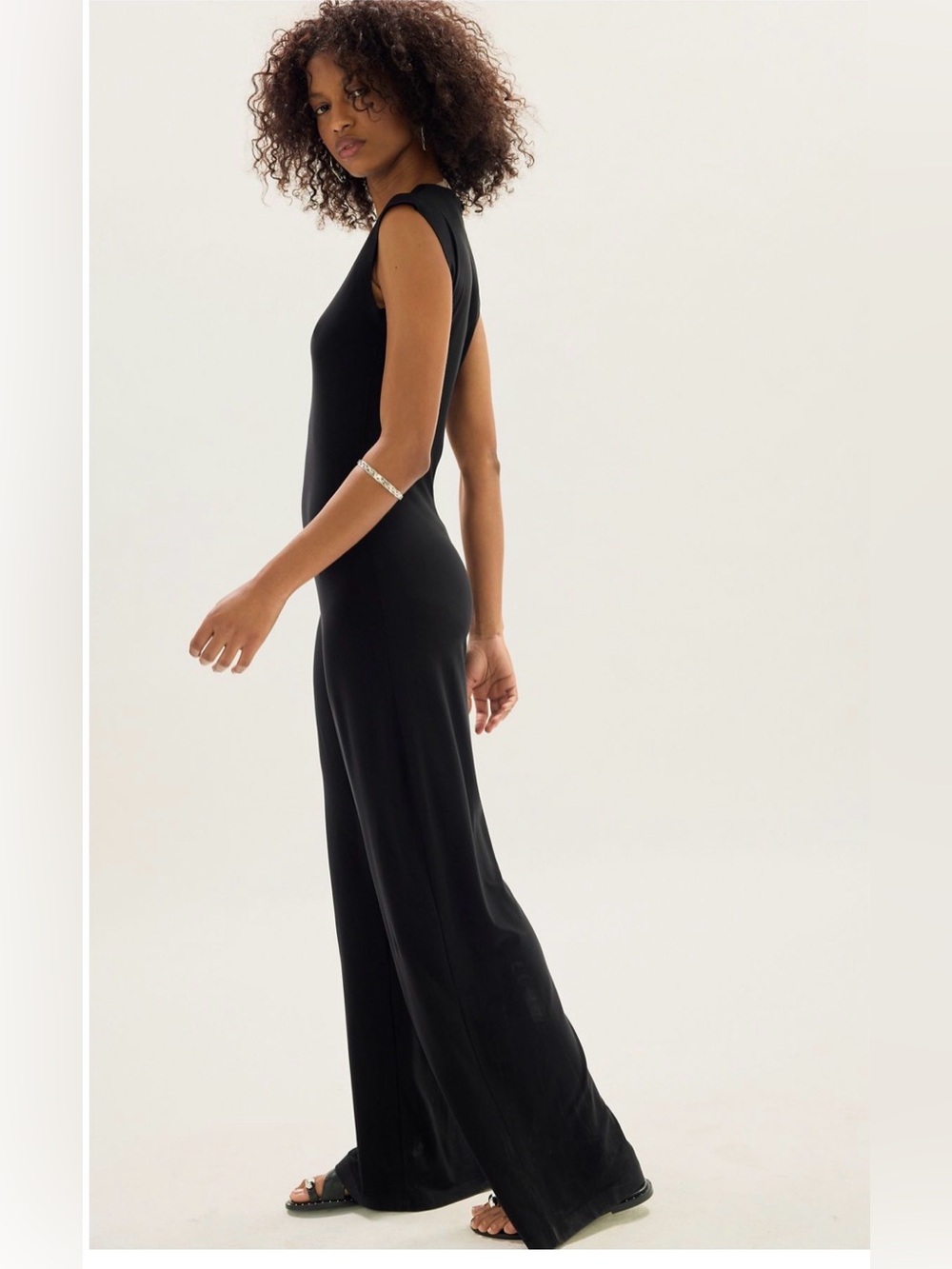 Norma Kamali Black Sleeveless Stretch Jumpsuit Size Small #020
